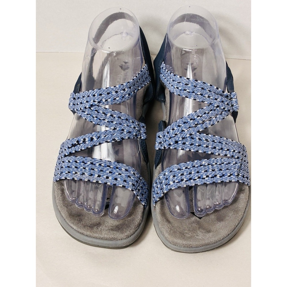 Skechers Reggae Slim Women's Strappy Sandals Blue Stretchy Slingback Size 8